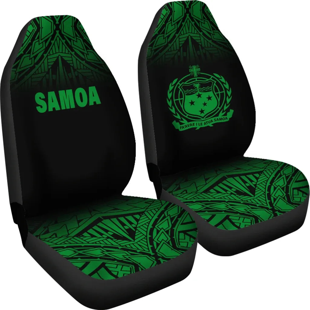 Samoa Car Seat Covers - Samoa Coat Of Arms Polynesian Tattoo Fog Green
