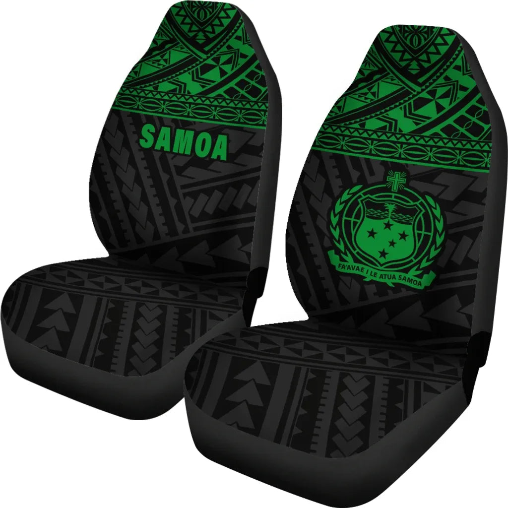 Samoa Car Seat Covers - Samoa Green Coat Of Arms Polynesian Tattoo