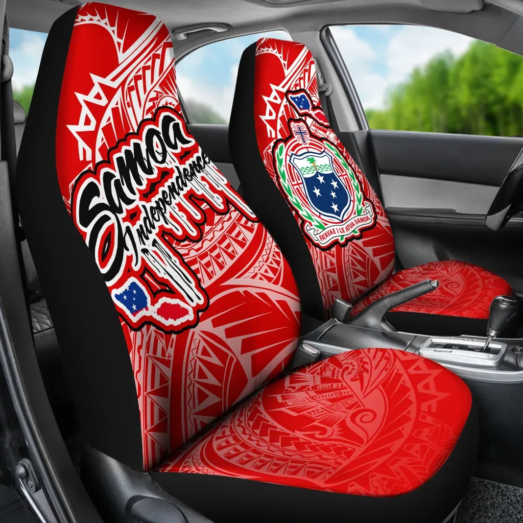 Samoa Polynesian Car Seat Covers - Independence Day Red Version