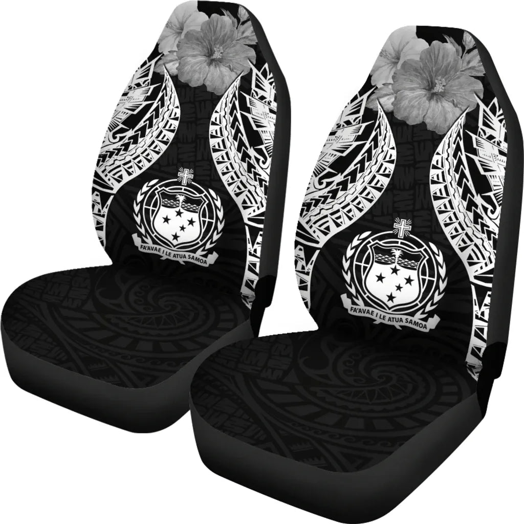 Samoa Polynesian Car Seat Covers Pride Seal And Hibiscus Black