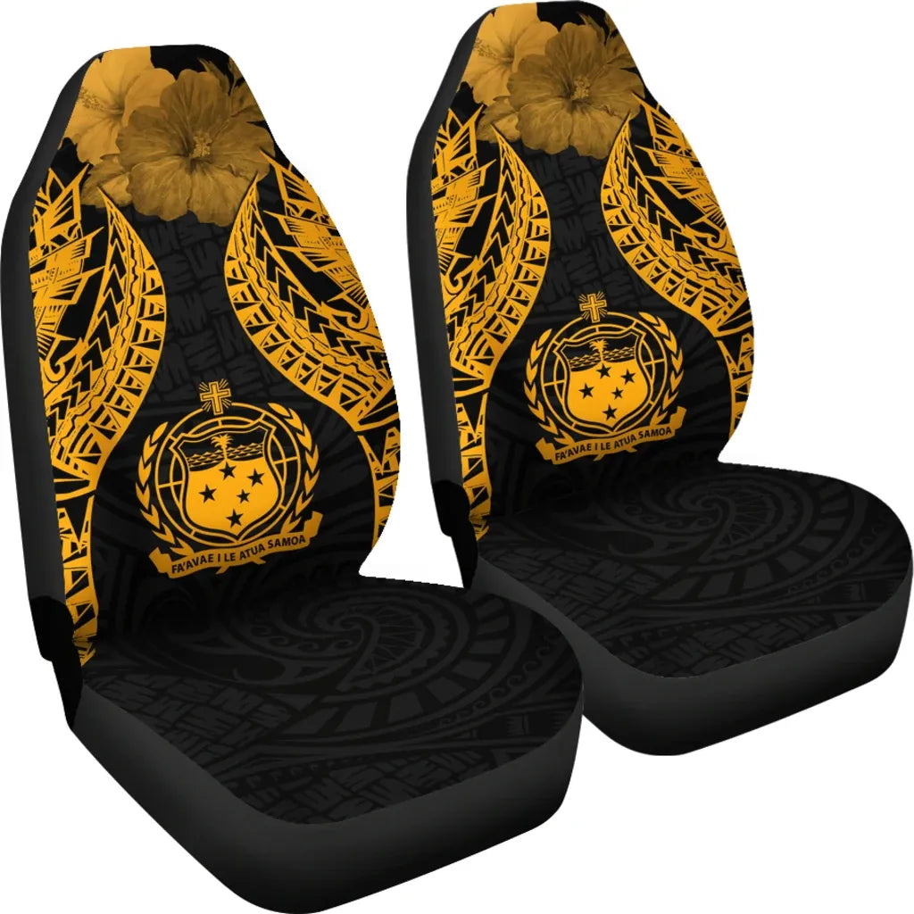 Samoa Polynesian Car Seat Covers Pride Seal And Hibiscus Gold