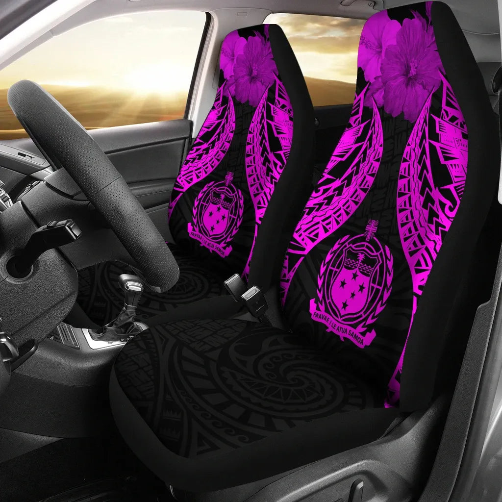 Samoa Polynesian Car Seat Covers Pride Seal And Hibiscus Pink