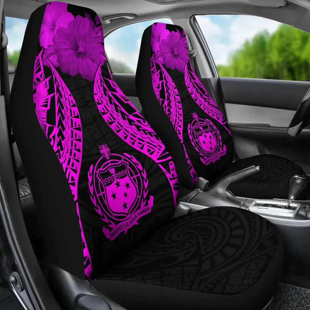 Samoa Polynesian Car Seat Covers Pride Seal And Hibiscus Pink