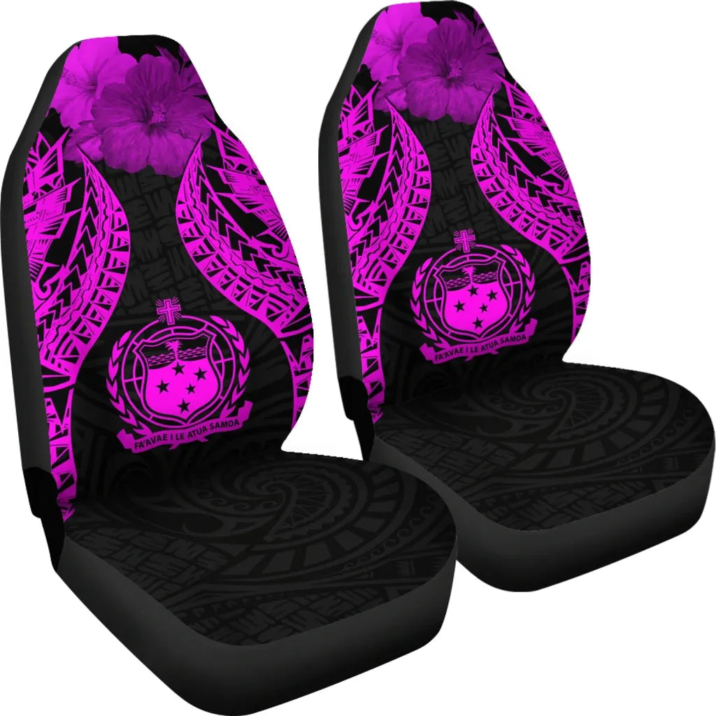 Samoa Polynesian Car Seat Covers Pride Seal And Hibiscus Pink