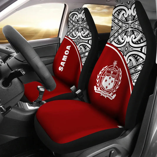 Samoa Car Seat Covers - Samoa Coat Of Arms Polynesian Red Curve