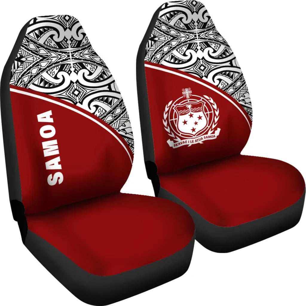 Samoa Car Seat Covers - Samoa Coat Of Arms Polynesian Red Curve