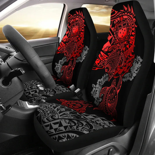 Samoa Polynesian Car Seat Covers - Red Turtle Flowing