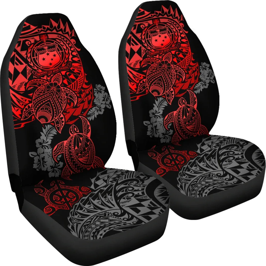 Samoa Polynesian Car Seat Covers - Red Turtle Flowing