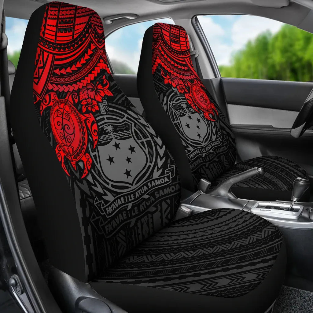 Samoa Car Seat Covers - Samoa Coat Of Arms Red Turtle Hibiscus18