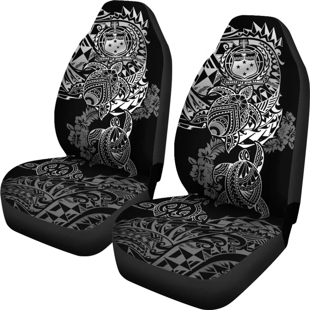 Samoa Polynesian Car Seat Covers - White Turtle Flowing