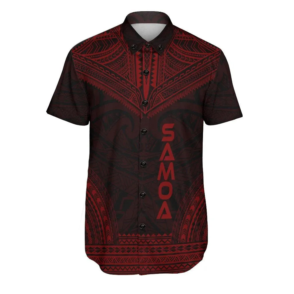 Samoa Polynesian Chief Short Sleeve Shirt - Red Version