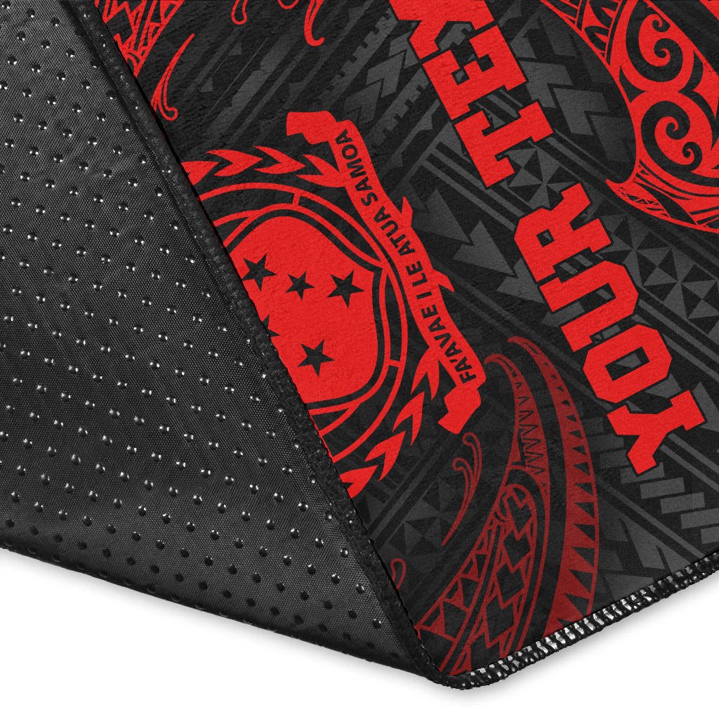 Samoa Polynesian Custom Personalised Area Rug - Red Tribal Wave