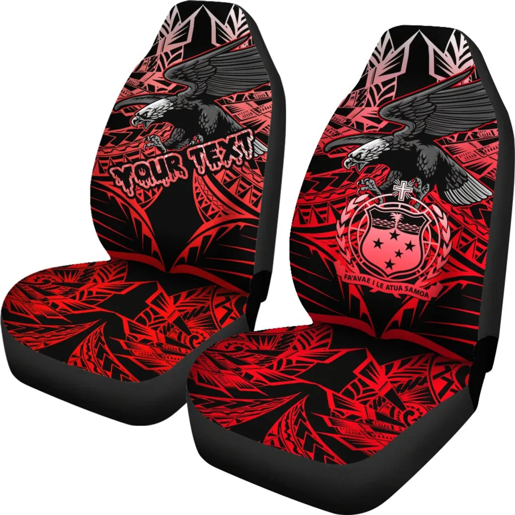 Samoa Polynesian Custom Personalised Car Seat Covers - Eagle Tribal Pattern Red