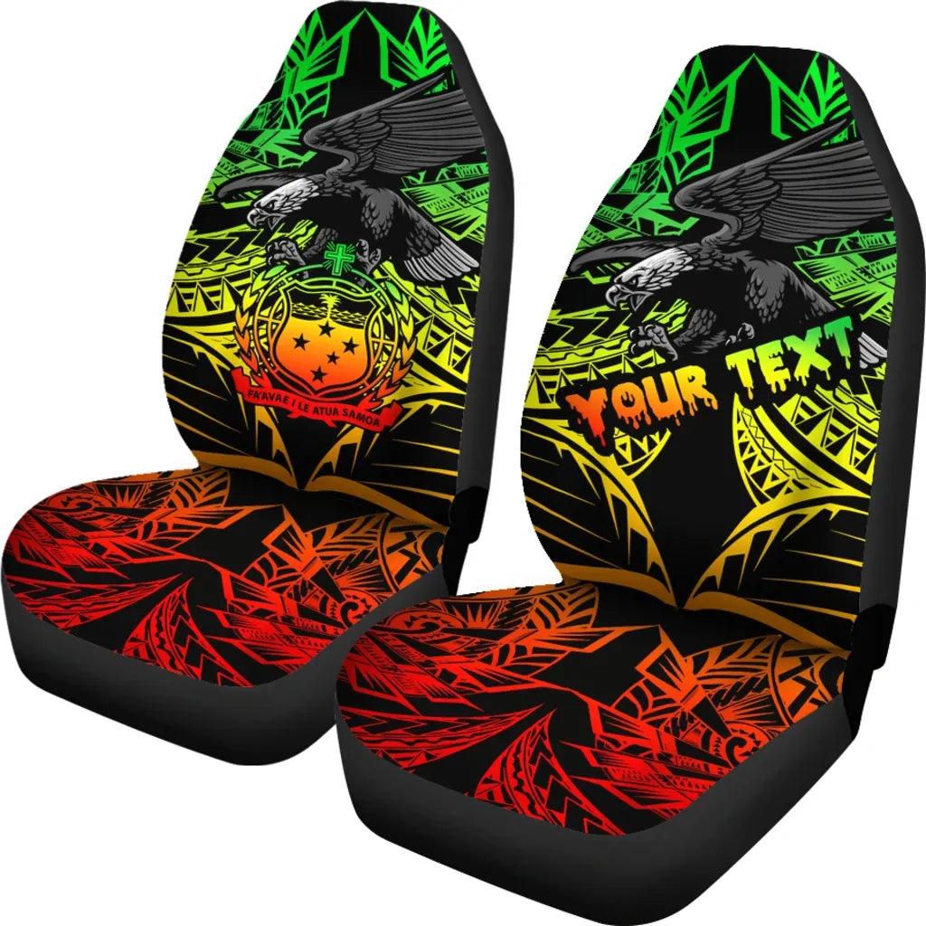 Samoa Polynesian Custom Personalised Car Seat Covers - Eagle Tribal Pattern Reggae