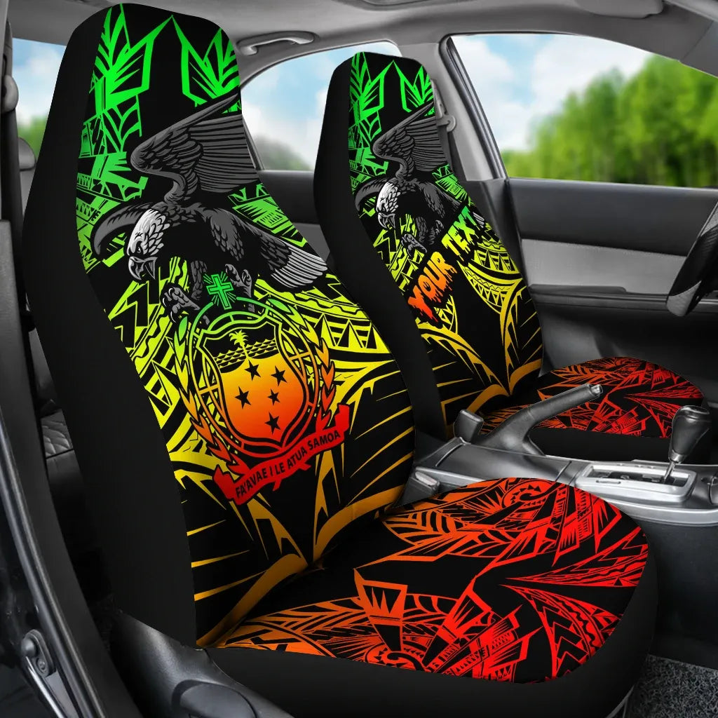 Samoa Polynesian Custom Personalised Car Seat Covers - Eagle Tribal Pattern Reggae