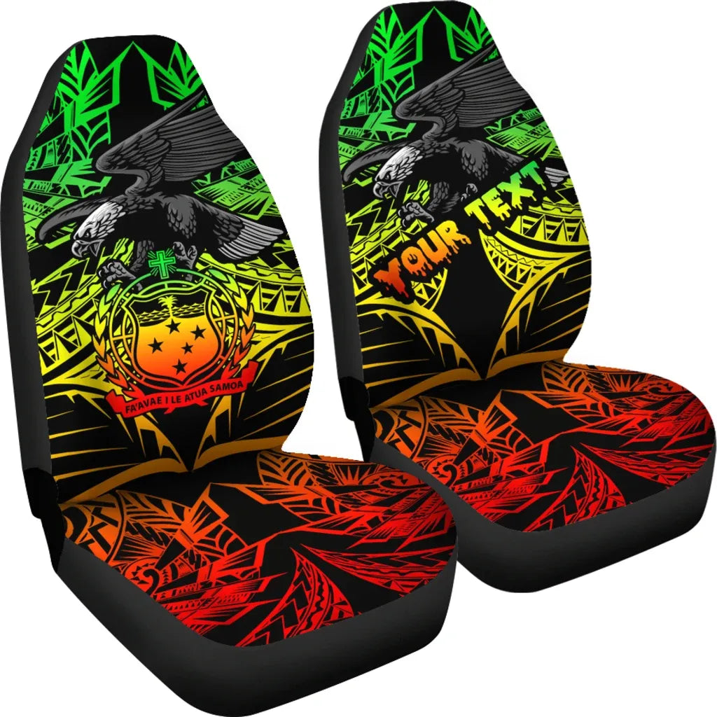 Samoa Polynesian Custom Personalised Car Seat Covers - Eagle Tribal Pattern Reggae