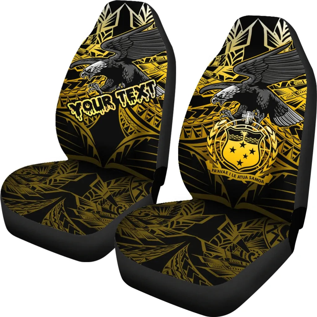 Samoa Polynesian Custom Personalised Car Seat Covers - Eagle Tribal Pattern Yellow