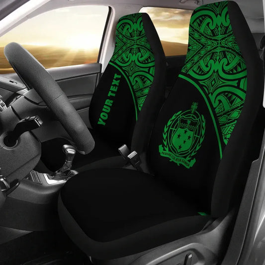 Samoa Custom Personalised Car Seat Covers - Samoa Coat Of Arms Polynesian Green Curve