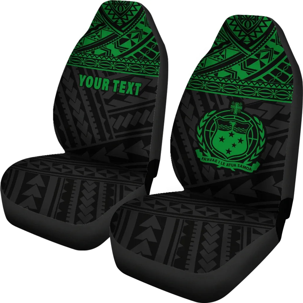 Samoa Custom Personalised Car Seat Covers - Samoa Green Coat Of Arms Polynesian Tattoo