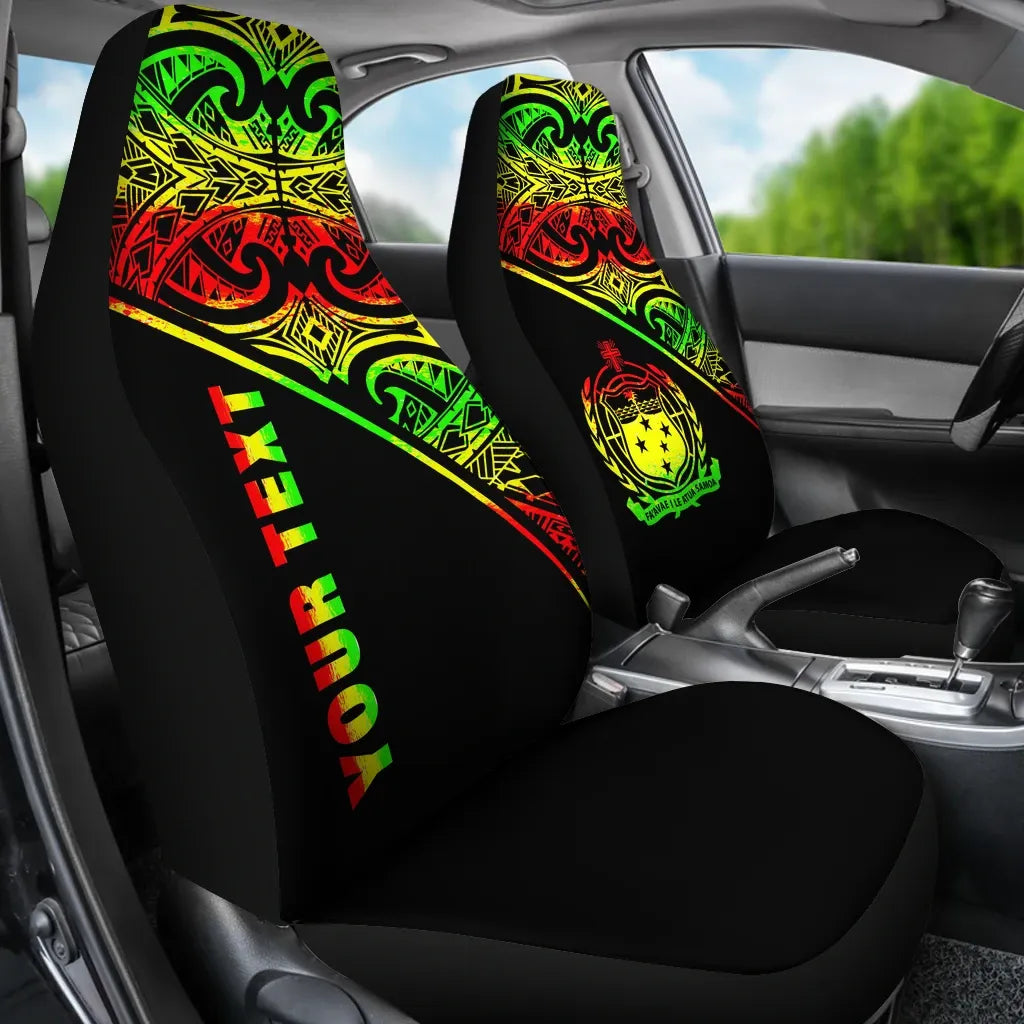 Samoa Custom Personalised Car Seat Covers - Samoa Coat Of Arms Polynesian Reggae Curve