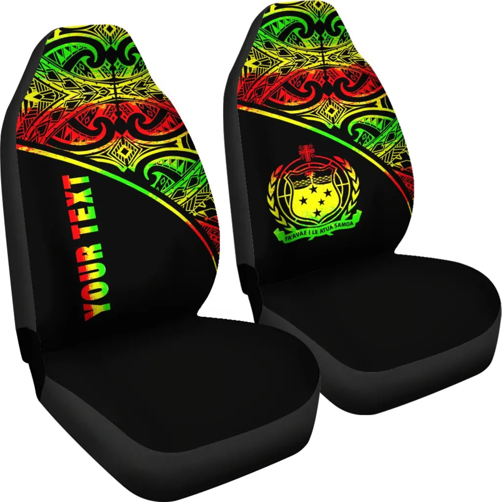 Samoa Custom Personalised Car Seat Covers - Samoa Coat Of Arms Polynesian Reggae Curve