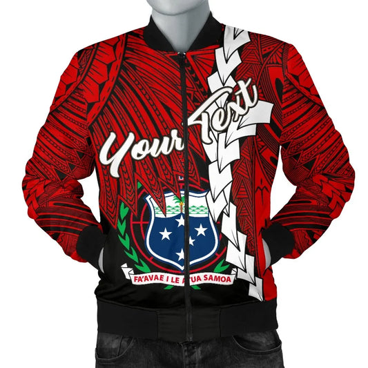 Samoa Polynesian Custom Personalised Bomber Jacket - Tribal Wave Tattoo Flag Color