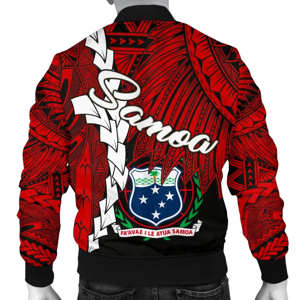 Samoa Polynesian Custom Personalised Bomber Jacket - Tribal Wave Tattoo Flag Color