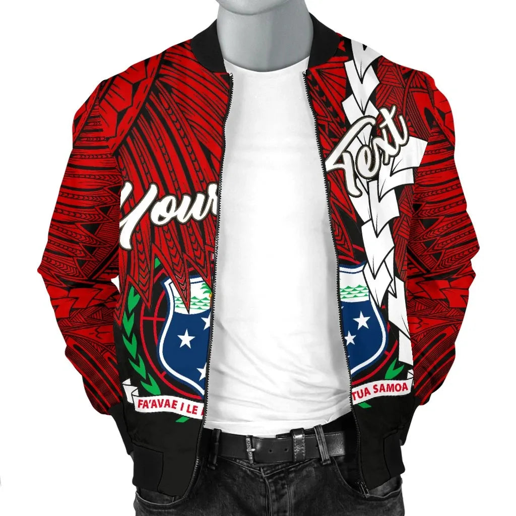 Samoa Polynesian Custom Personalised Bomber Jacket - Tribal Wave Tattoo Flag Color