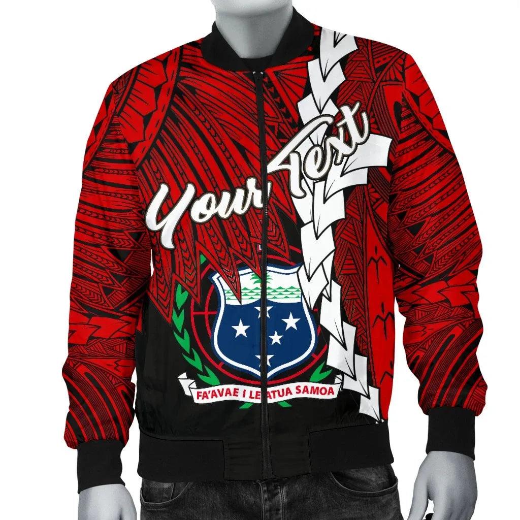 Samoa Polynesian Custom Personalised Bomber Jacket - Tribal Wave Tattoo Flag Color