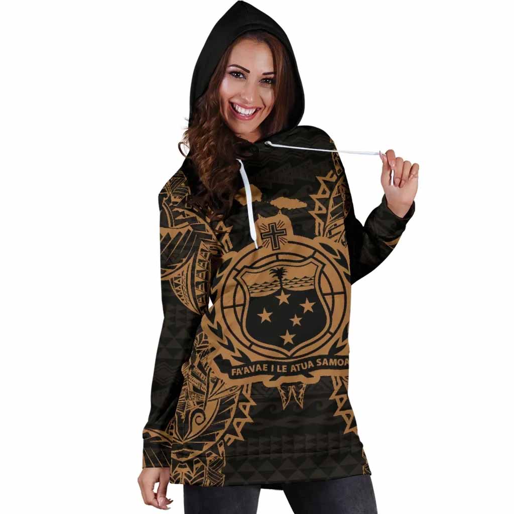 Samoa Polynesian Hoodie Dress Map Gold