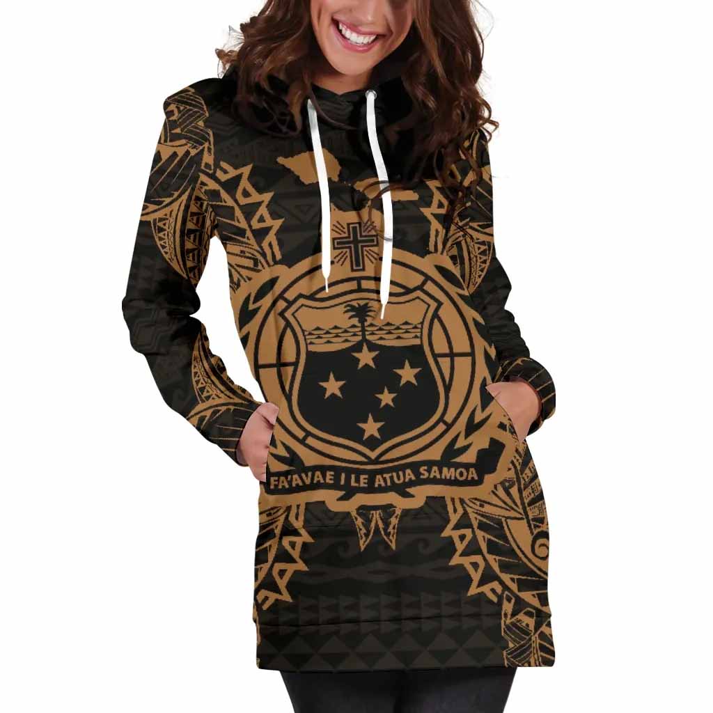 Samoa Polynesian Hoodie Dress Map Gold
