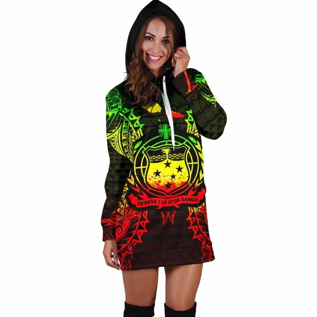 Samoa Polynesian Hoodie Dress Map Reggae