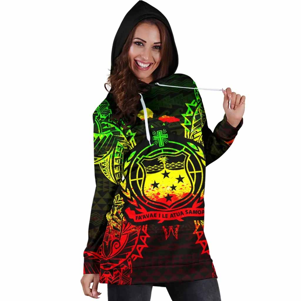 Samoa Polynesian Hoodie Dress Map Reggae