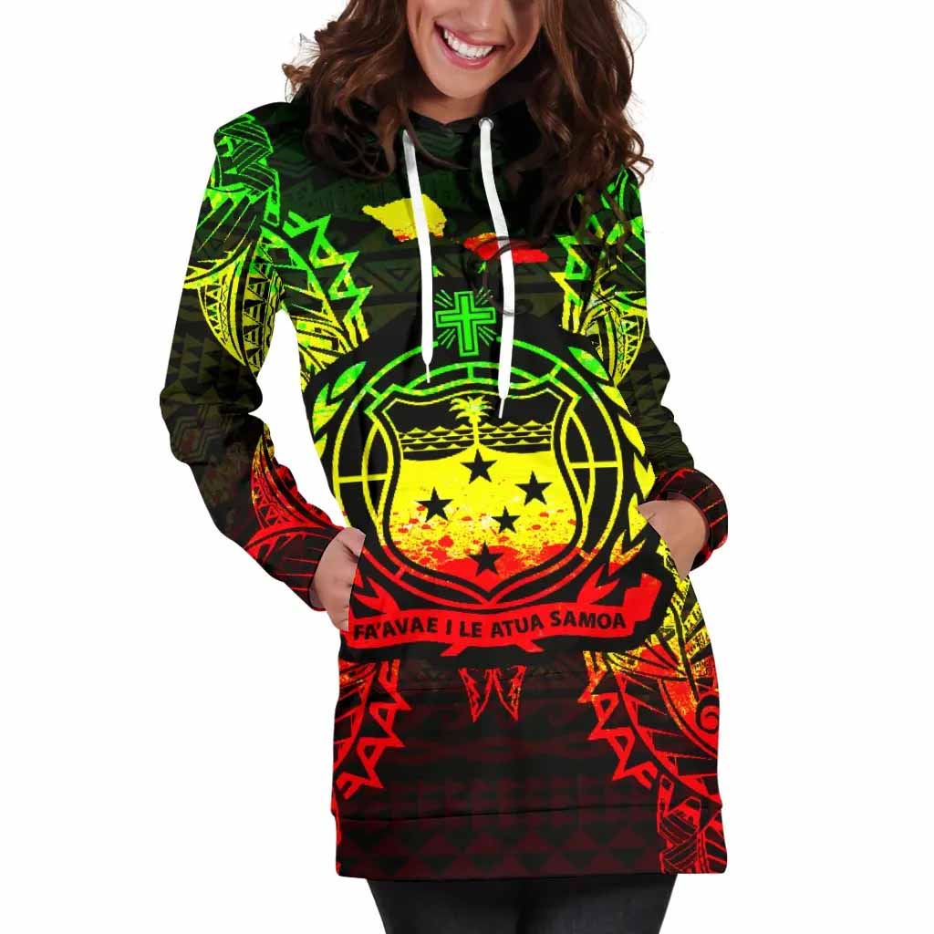 Samoa Polynesian Hoodie Dress Map Reggae