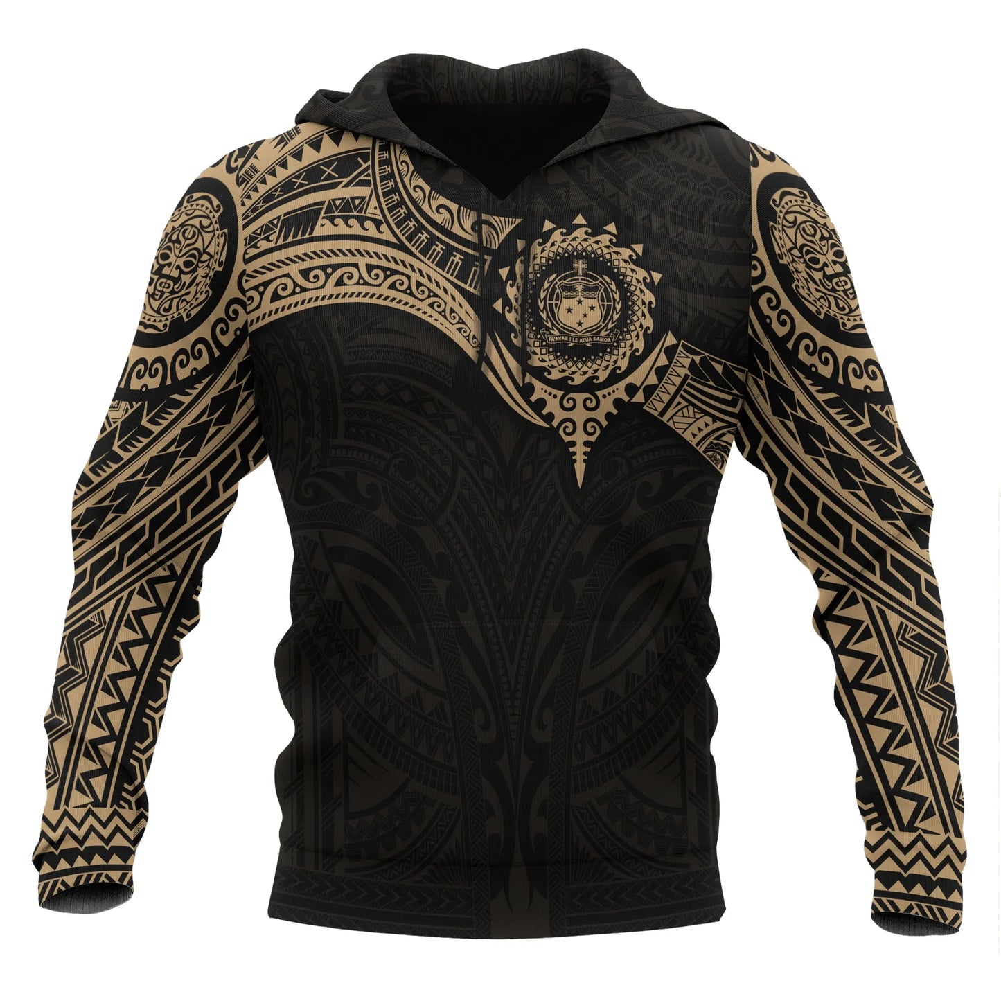 Samoa Polynesian Hoodie - Gold Heart Shield