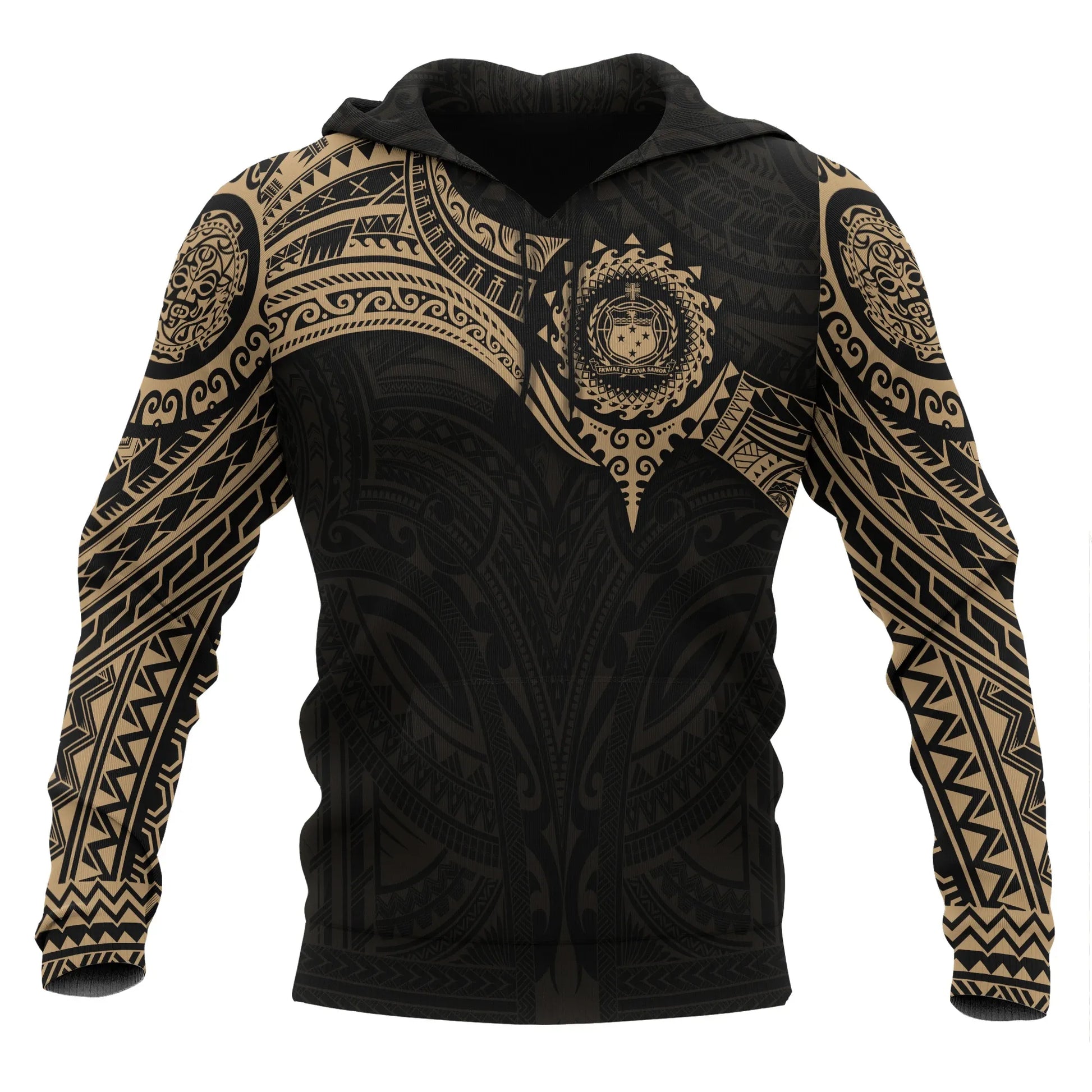 Samoa Polynesian Hoodie - Gold Heart Shield