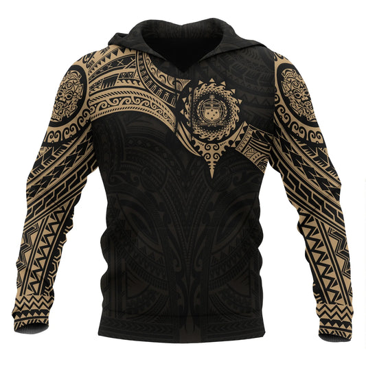 Samoa Polynesian Hoodie - Gold Heart Shield