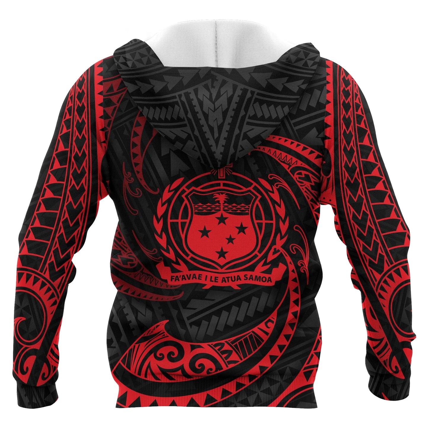 Samoa Polynesian Hoodie - Red Tribal Wave