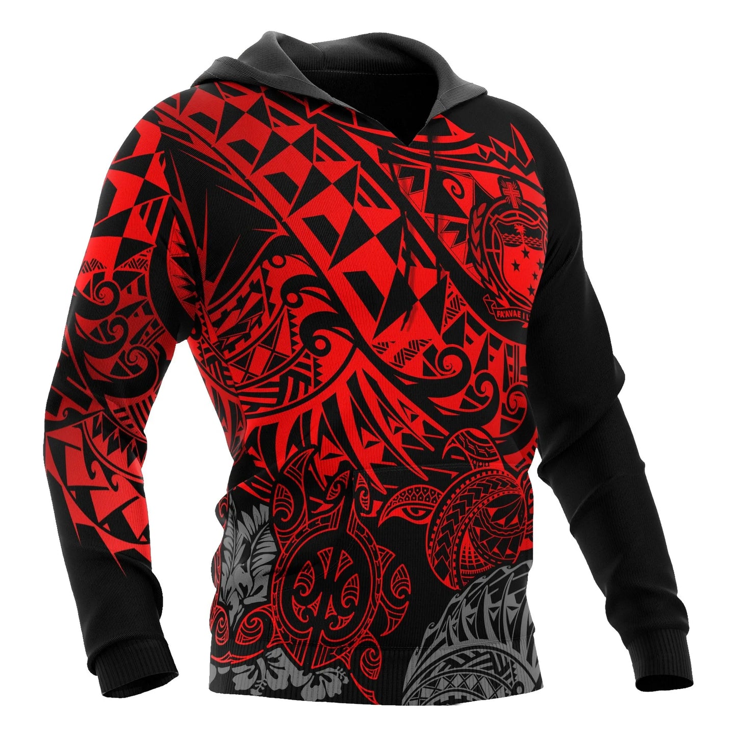 Samoa Polynesian Hoodie - Red Turtle Flowing