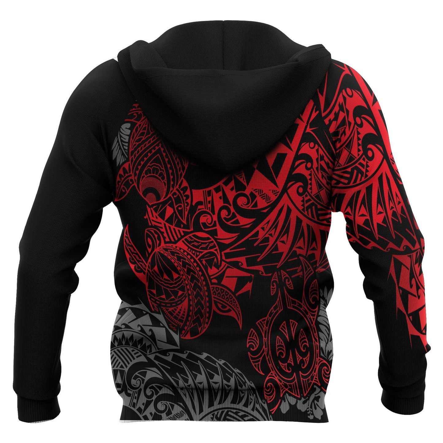 Samoa Polynesian Hoodie - Red Turtle Flowing