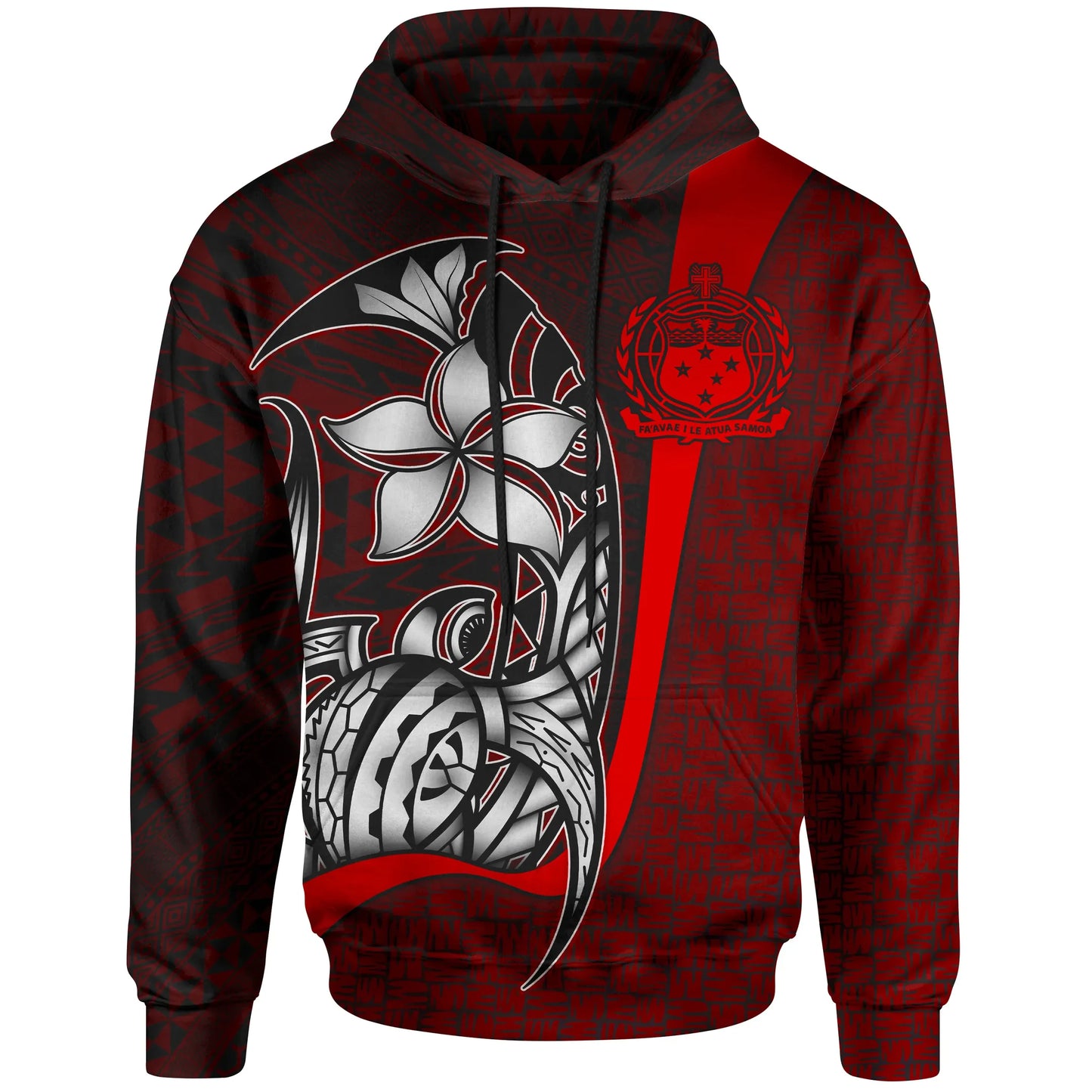 Samoa Polynesian Hoodie Red - Turtle with Hook