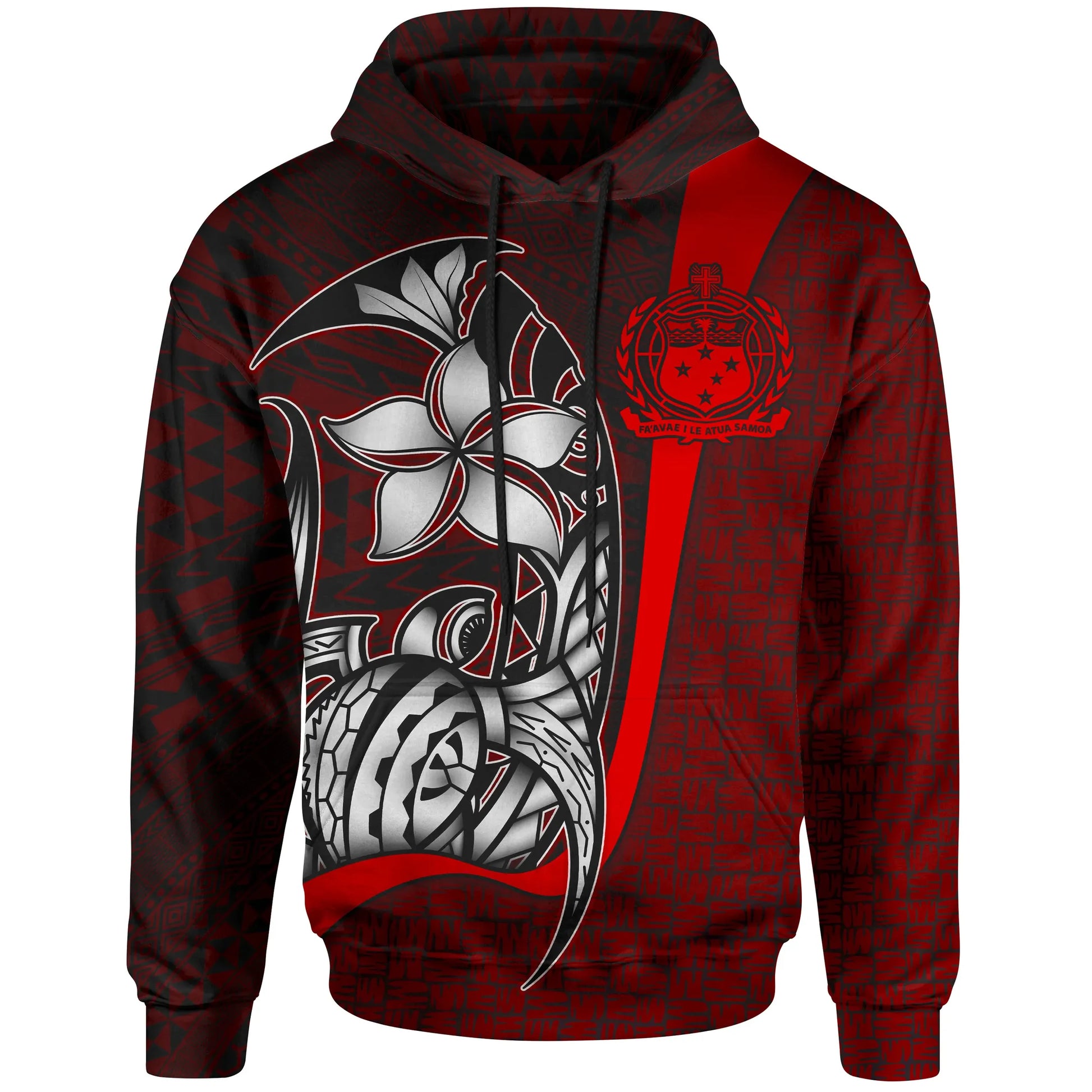 Samoa Polynesian Hoodie Red - Turtle with Hook