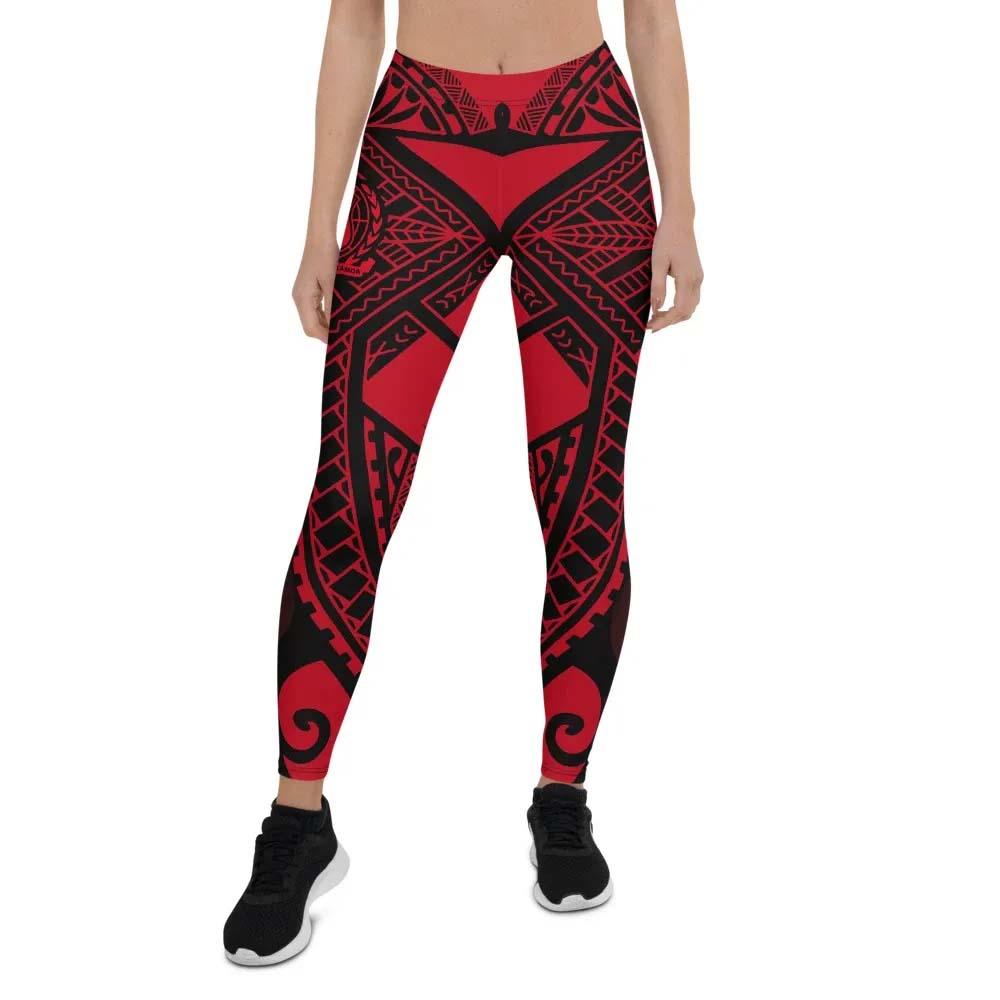 Samoa Polynesian Legging - Samoa Red Seal with Polynesian Tattoo