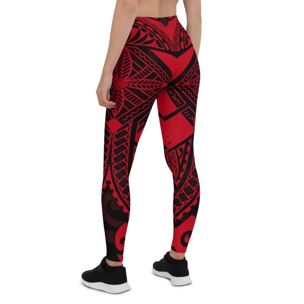 Samoa Polynesian Legging - Samoa Red Seal with Polynesian Tattoo