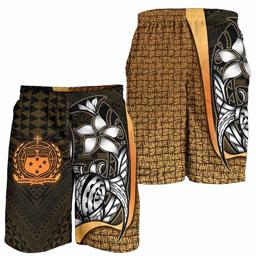 Samoa Polynesian Men Shorts Gold - Turtle With Hook