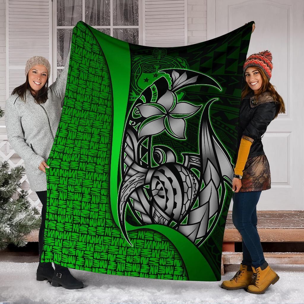 Samoa Polynesian Premium Blanket Green - Turtle With Hook