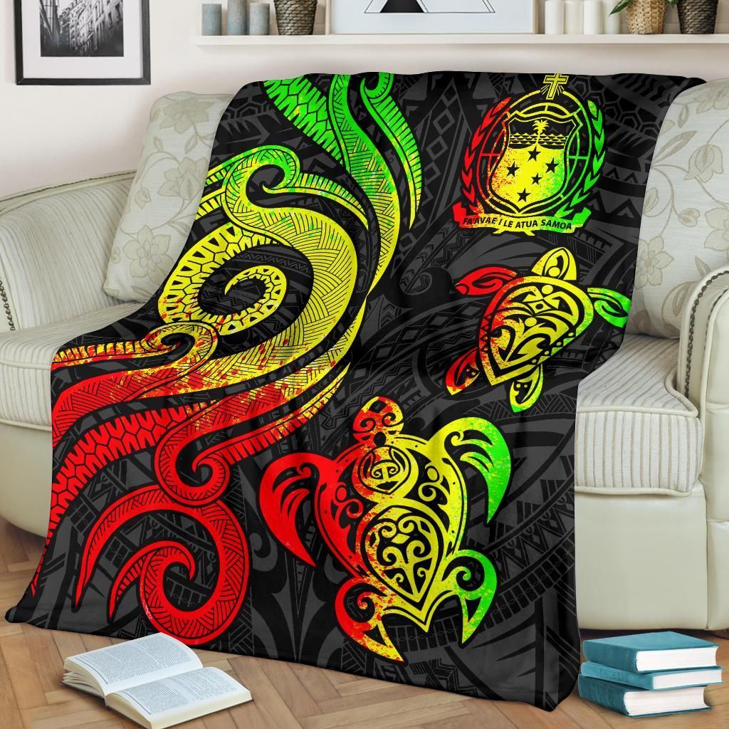 Samoa Polynesian Premium Blanket - Reggae Tentacle Turtle