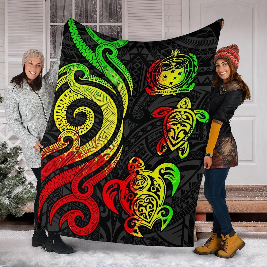 Samoa Polynesian Premium Blanket - Reggae Tentacle Turtle