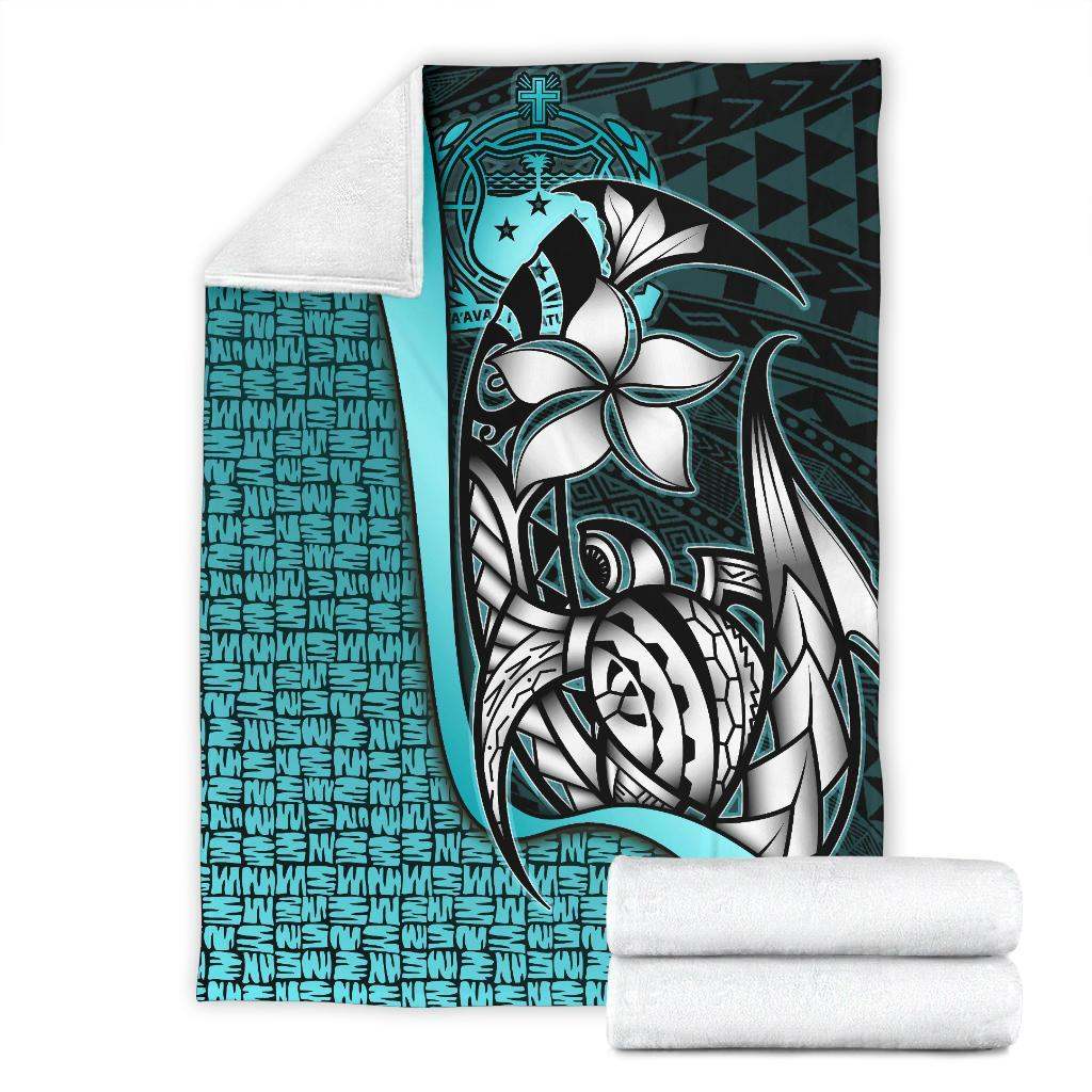 Samoa Polynesian Premium Blanket Turquoise - Turtle With Hook