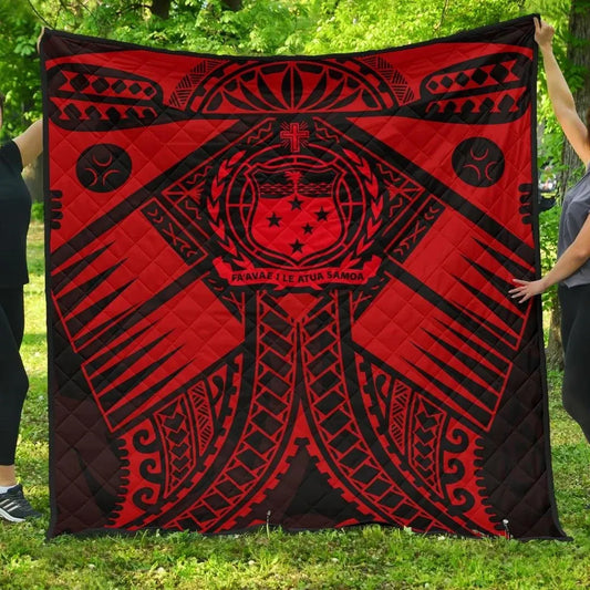 Samoa Polynesian Premium Quilt - Samoa Red Seal with Polynesian Tattoo